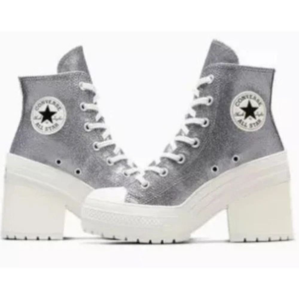 CONVERSE M6/W8 Chuck 70 De Luxe Silver Glitter Heel High Top Shoes Unisex NWOT